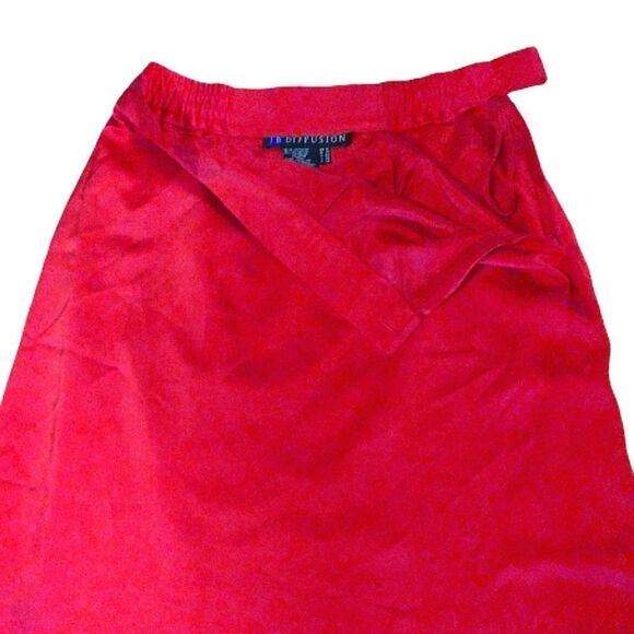 VTG 90s Bright Red Satin Fairycore Grunge Lined Maxi Slip Skirt Size 10 - Picture 3 of 12